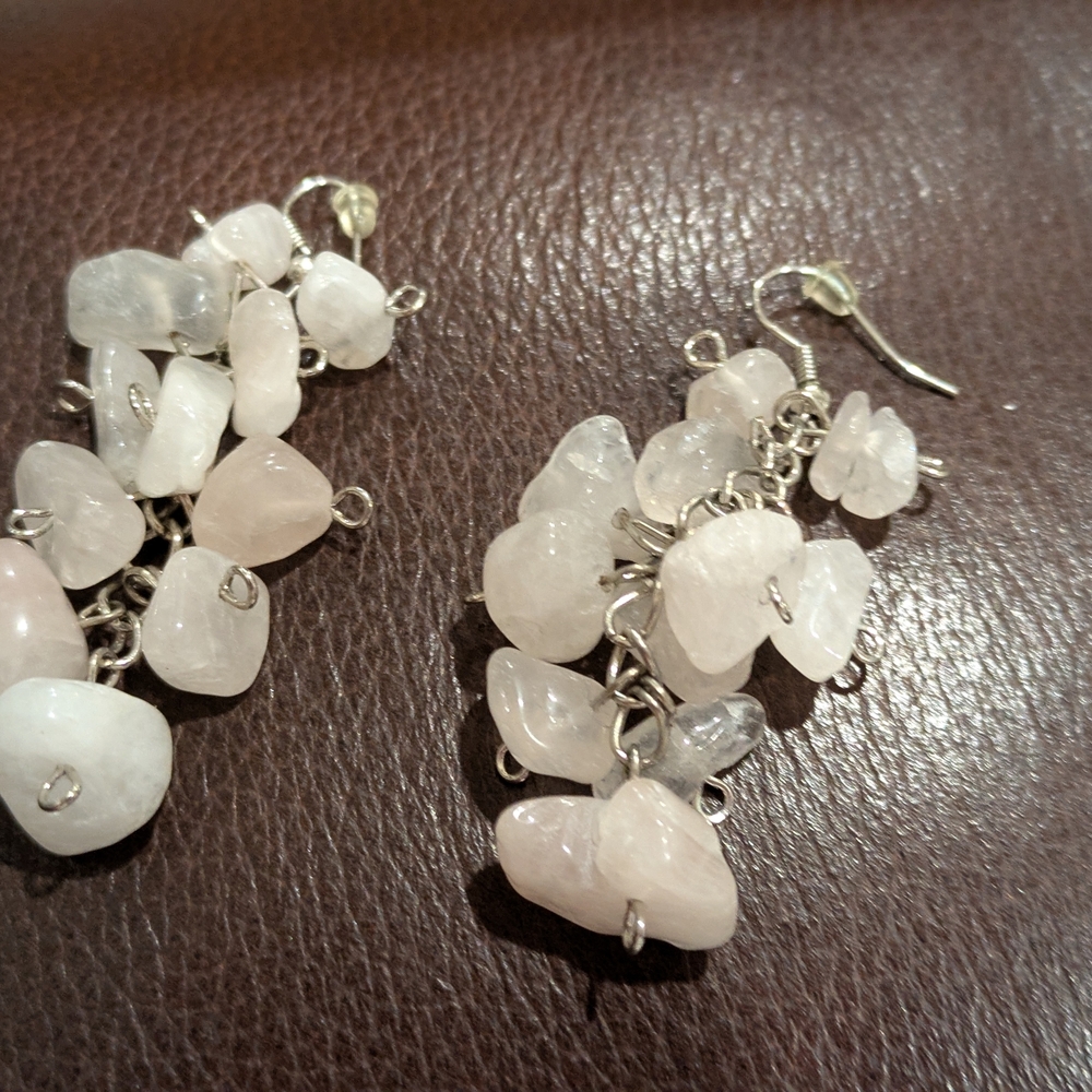 B#2:  Rose Quartz Earrings - Natural Gemstone Jewelry